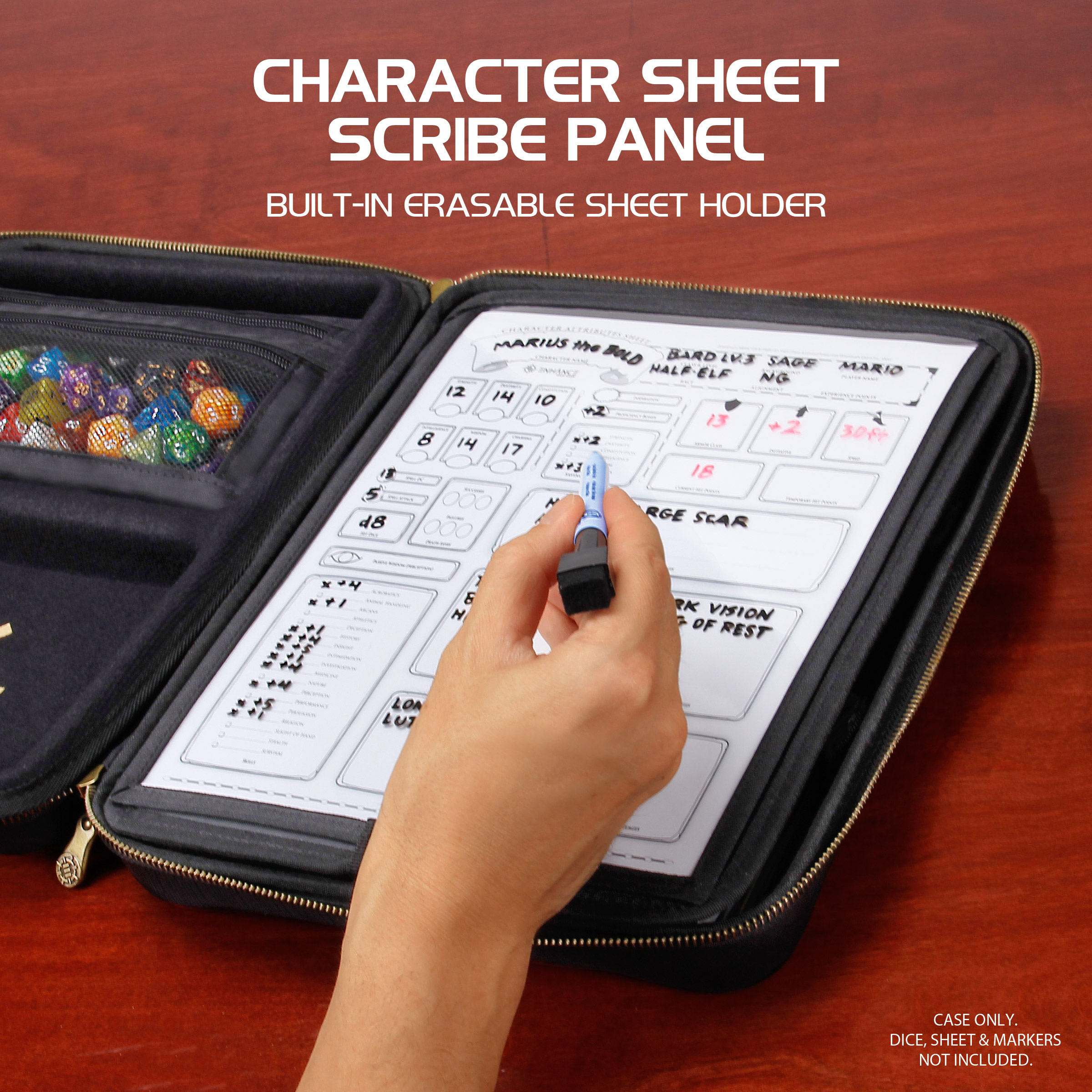 Geanta Organizator RPG Canvas Black ENHANCE cu slot pentru character sheet